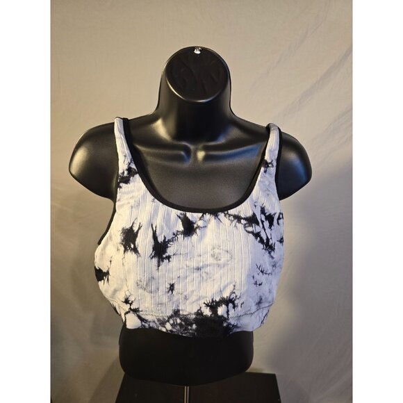 No Boundaries Other - No Boundaries Womens Sports Bra Pull Over Tie Dye Black White Plus Size 3X XXXL